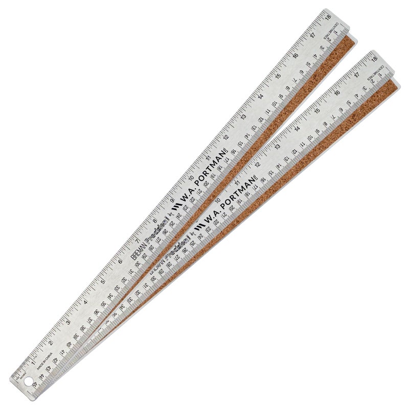 Breman Precision Metal Ruler 18 Inch Cork Back â€“ 2 Pk Stainless Steel Straight Edge, Flexible Non-Slip Metal Ruler with Cork Backing â€“ Imperial & Metric for Crafting, School, Workshop & Home Use - Image 1